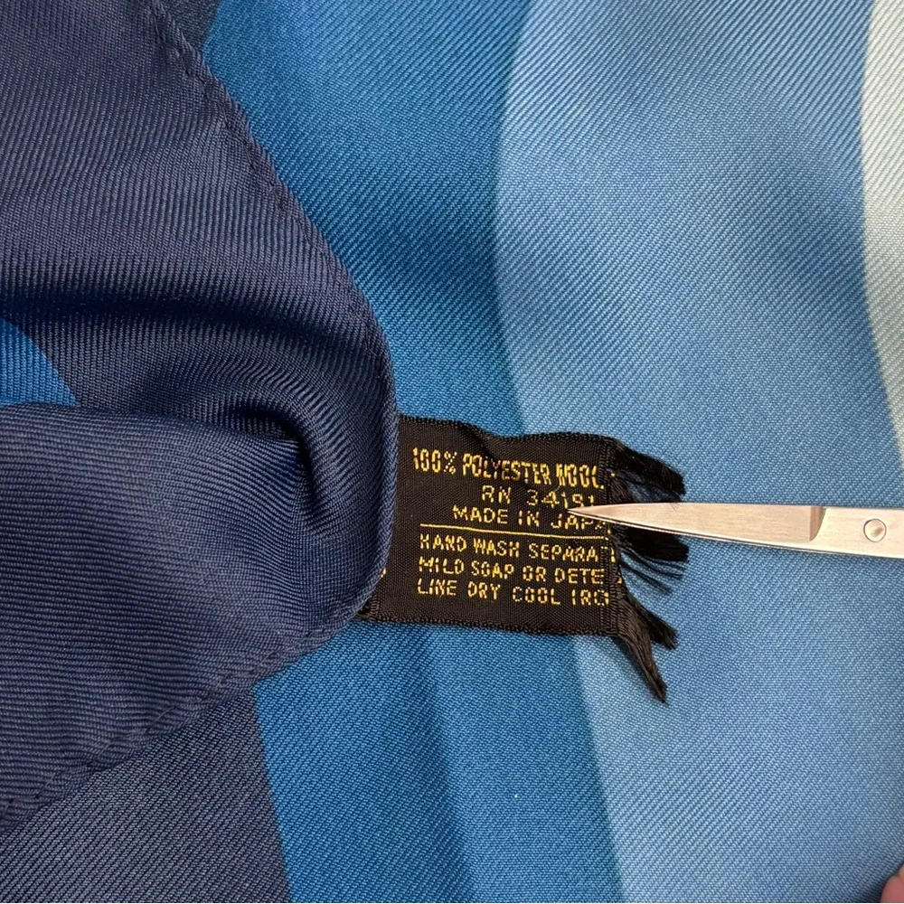 vintage Garret square scarf with mod blue lines